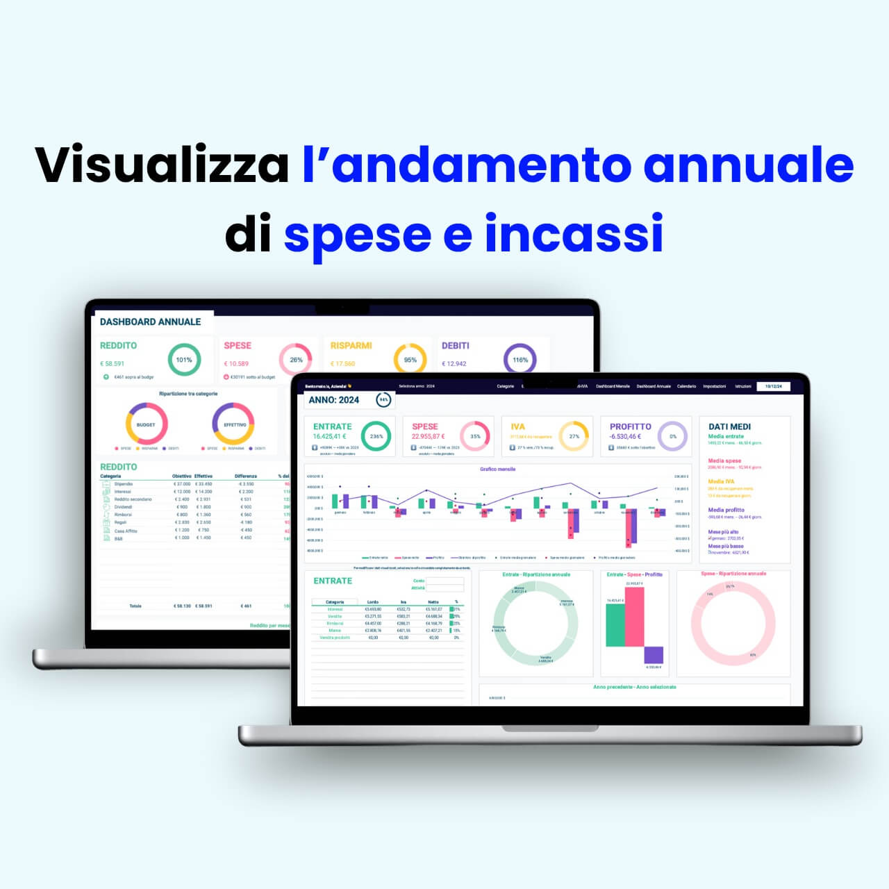 Analisi dell’andamento annuale di spese e incassi con doppio foglio Excel