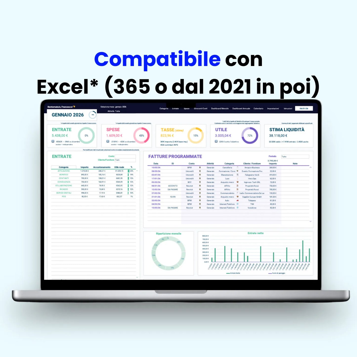 Compatibilità foglio di calcolo per la gestione partita iva forfettario come calcolare tasse.