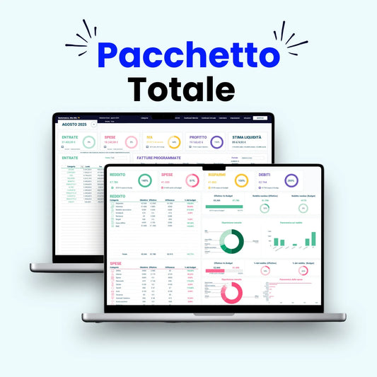 Dashboard di gestione aziendale del Pacchetto Totale Simple Budget Excel