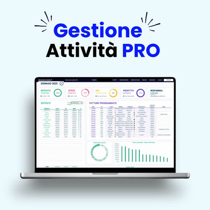 Modello Excel Aziendale PRO per gestione entrate, uscite e calcolo IVA, ideale per
piccole/medie imprese e liberi professionisti