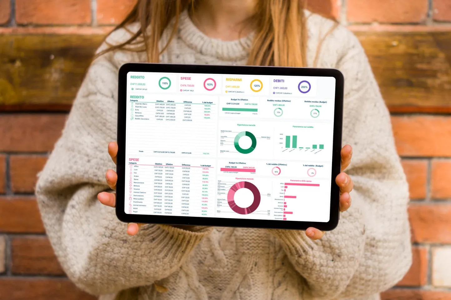 Excel-Vorlage zur Verwaltung von Einnahmen, Ausgaben, Ersparnissen und Schulden.